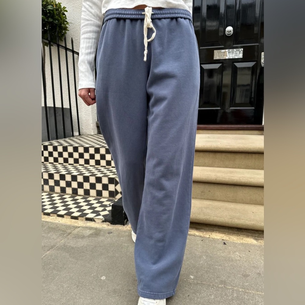Brandy Melville Blue Wide-Leg Drawstring Sweatpants